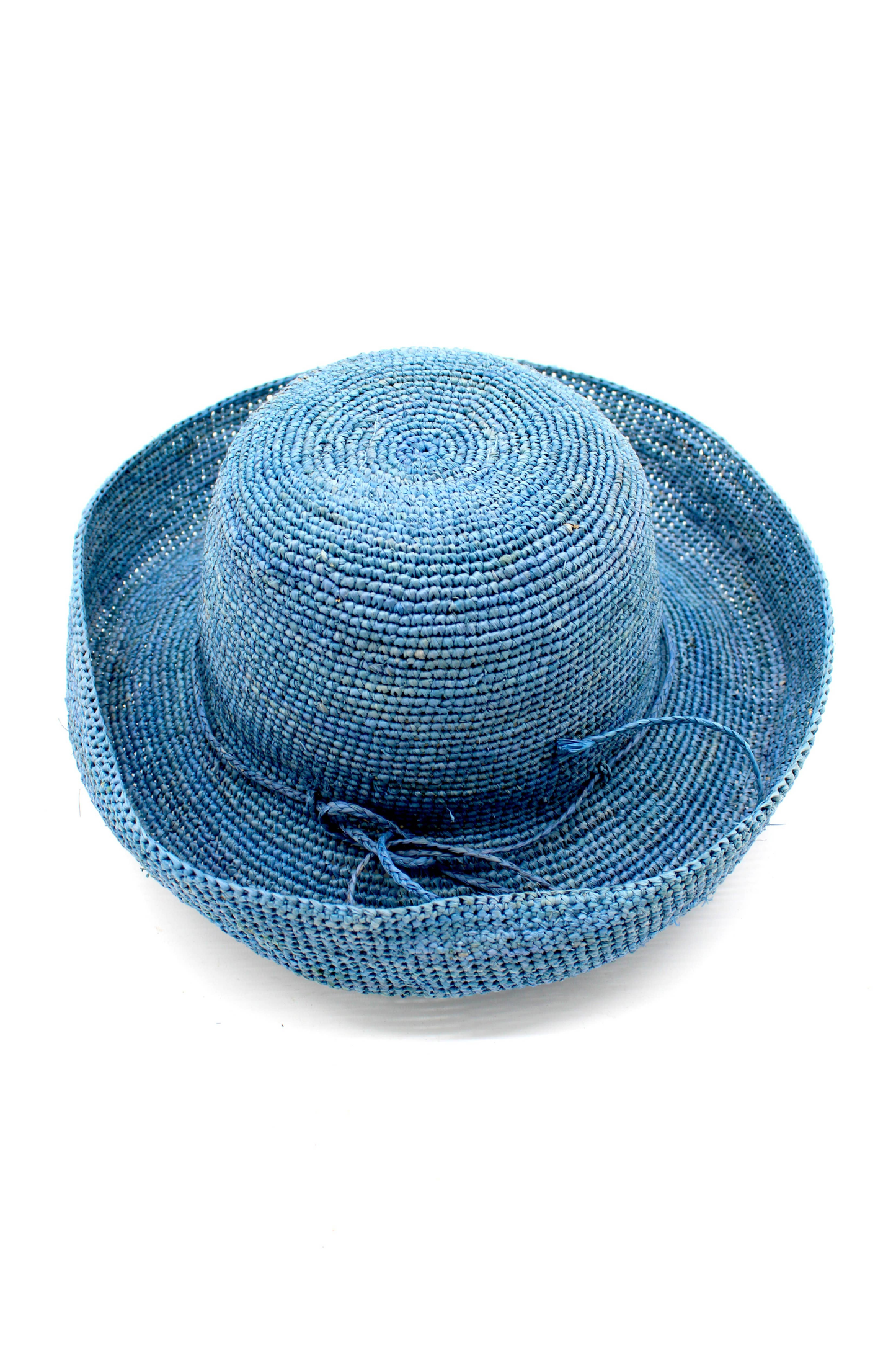 Leor 3" Brim Crochet Straw Sun Hat in Denim