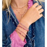 Dash Gold & Pink Tourmaline Beaded Charm Bracelet