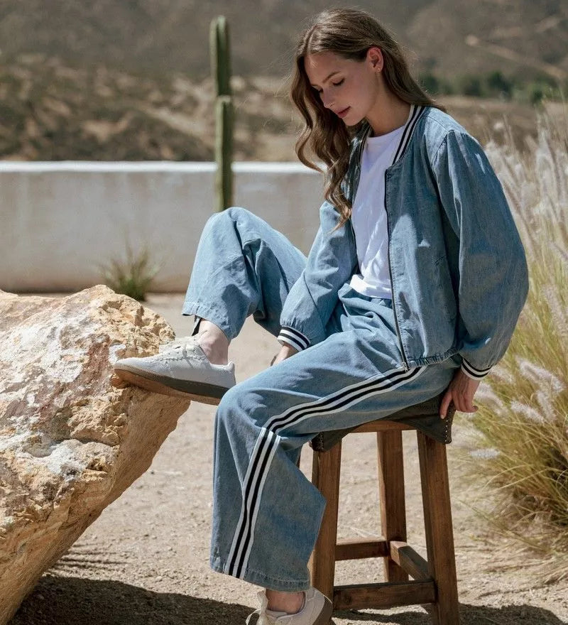 Denim Top BW Stripe