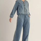 Denim Bottom BW Stripe