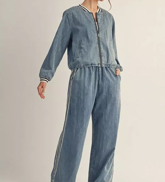 Denim Bottom BW Stripe