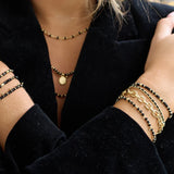 Ebony Gold Black Spinel Thread Through Bracelet