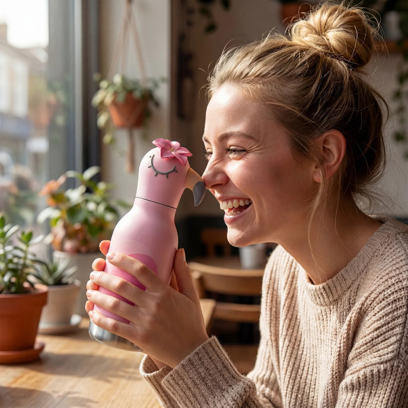 Bestie 16 oz Water Bottle - Flamingo