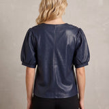 Faux Leather Short Sleeve Top
