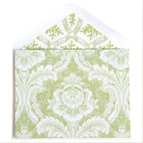 Phoebe Green Damask Blank Notecard