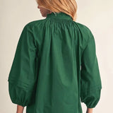 JODIFL Green Long Sleeved Smocked Top