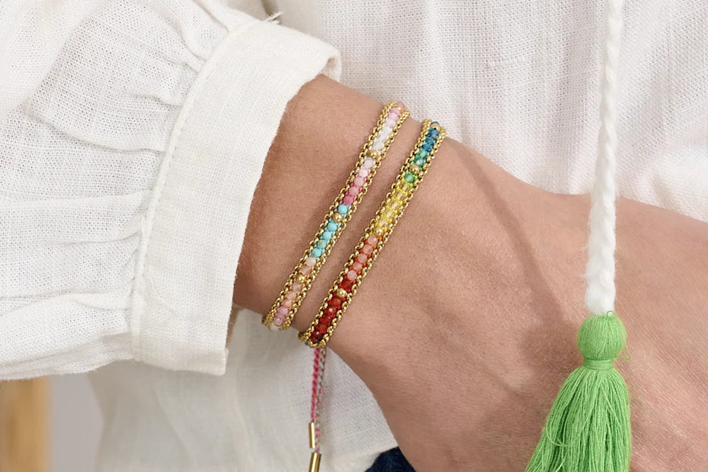 Helaine Gold & Rainbow Gemstone Friendship Bracelet