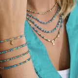 Liv Apatite & Gold Beaded Slider Bracelet