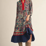 JODIFL Navy/Red Floral Dress