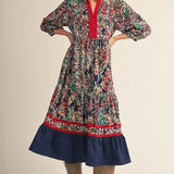 JODIFL Navy/Red Floral Dress