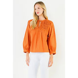 Smocking Detail Top - Orange