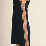 Side Plaid Accent Wide Leg Sweatpants