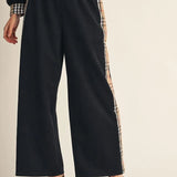 Side Plaid Accent Wide Leg Sweatpants