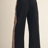 Side Plaid Accent Wide Leg Sweatpants