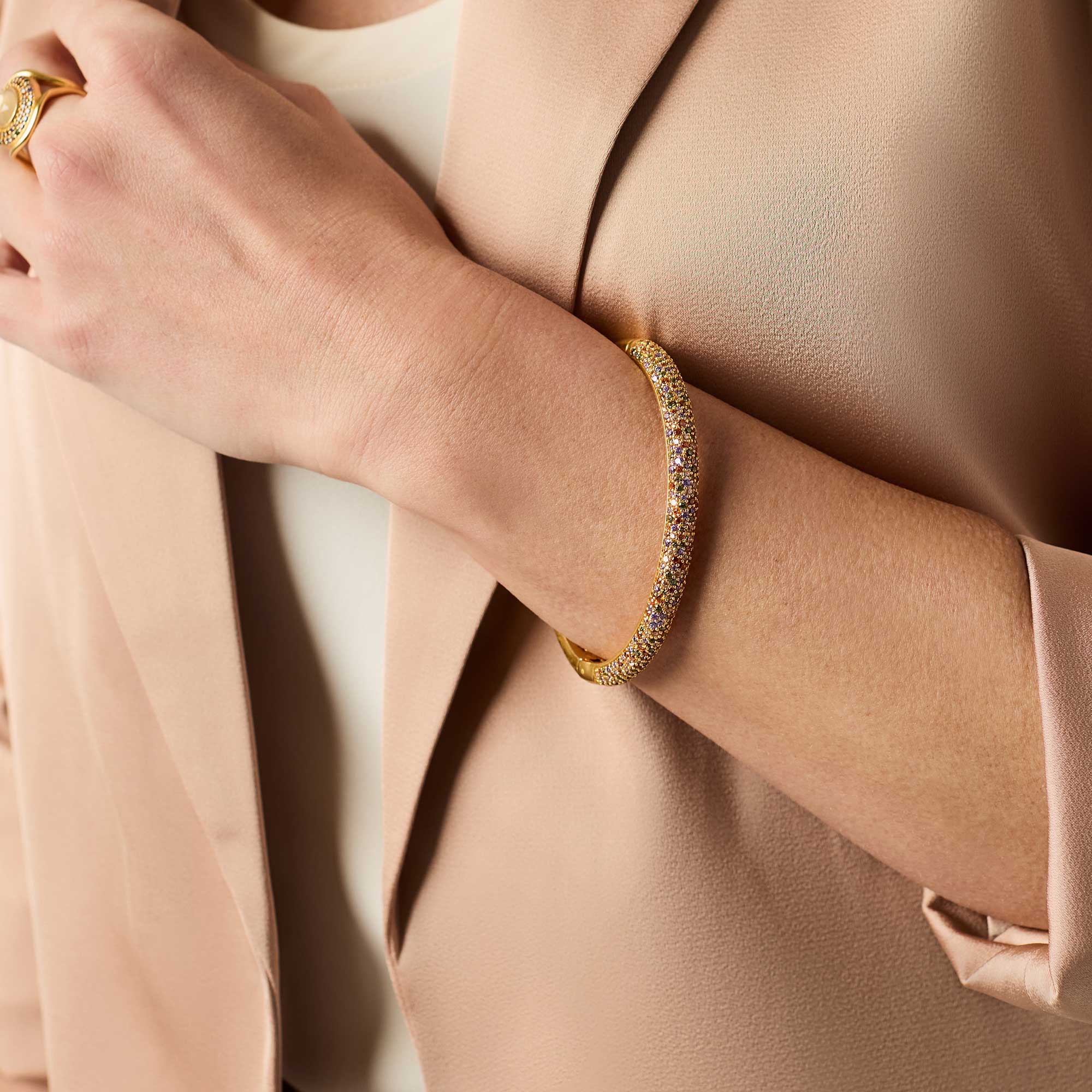 Julie Vos Stardust Hinge Bangle - Multi Stone