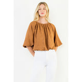 Suede Cinched Top - Brown
