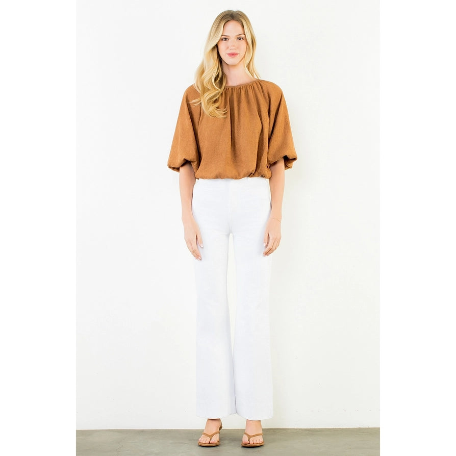 Suede Cinched Top - Brown