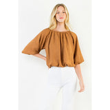 Suede Cinched Top - Brown