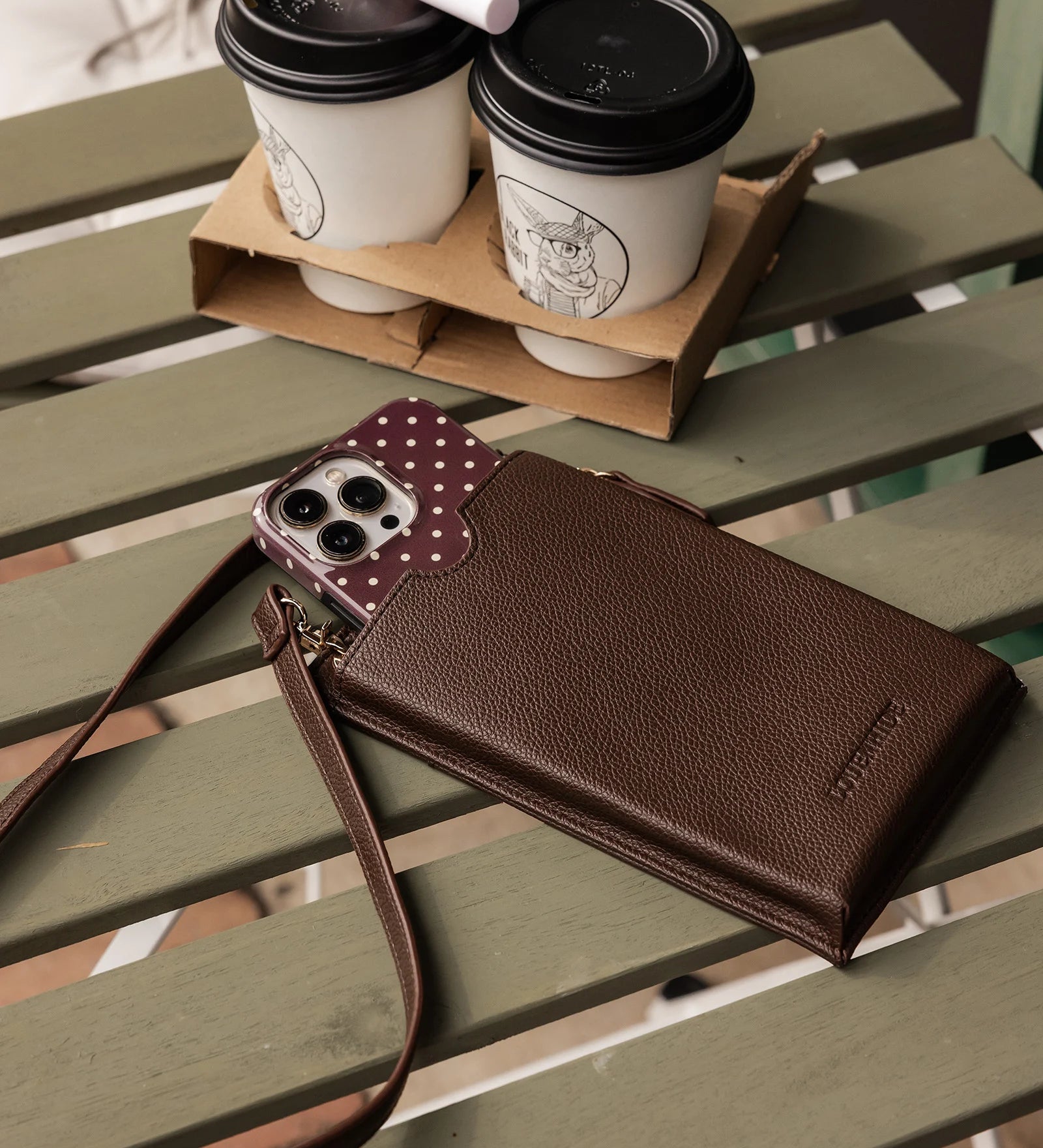 Suki RFID Phone Bag - Chocolate