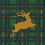 Caspari Reindeer Tartan Green Cocktail Napkins - includes 20 Cocktail Napkins
