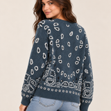 Sweater Denim Paisley Dark Teal