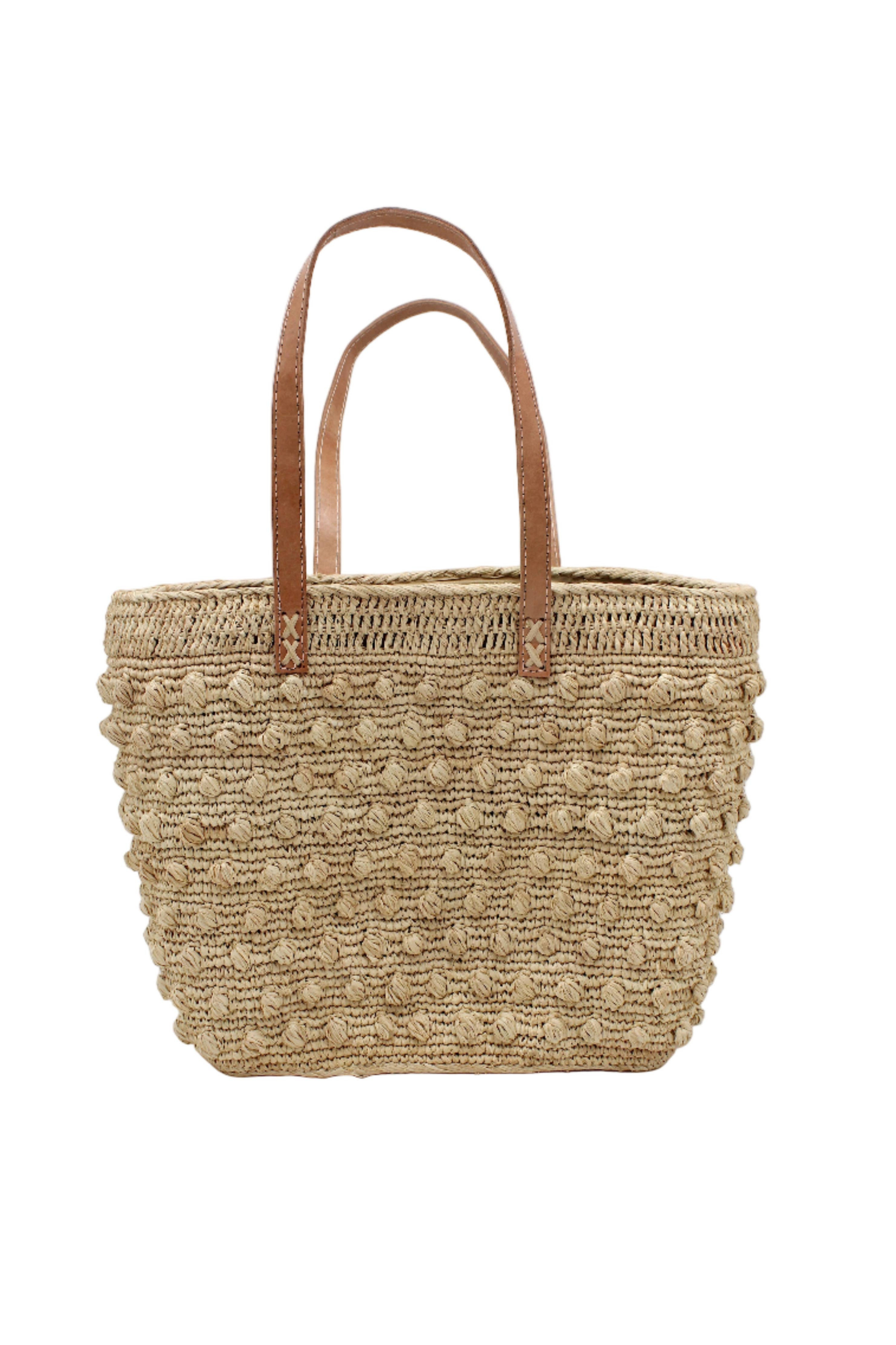 Boucle Crochet Straw Basket Bag in Natural