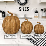 Faux Rattan Woven Pumpkin — Large