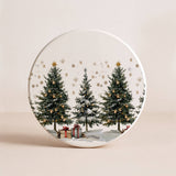 Green Holiday Trees Ceramic Coaster