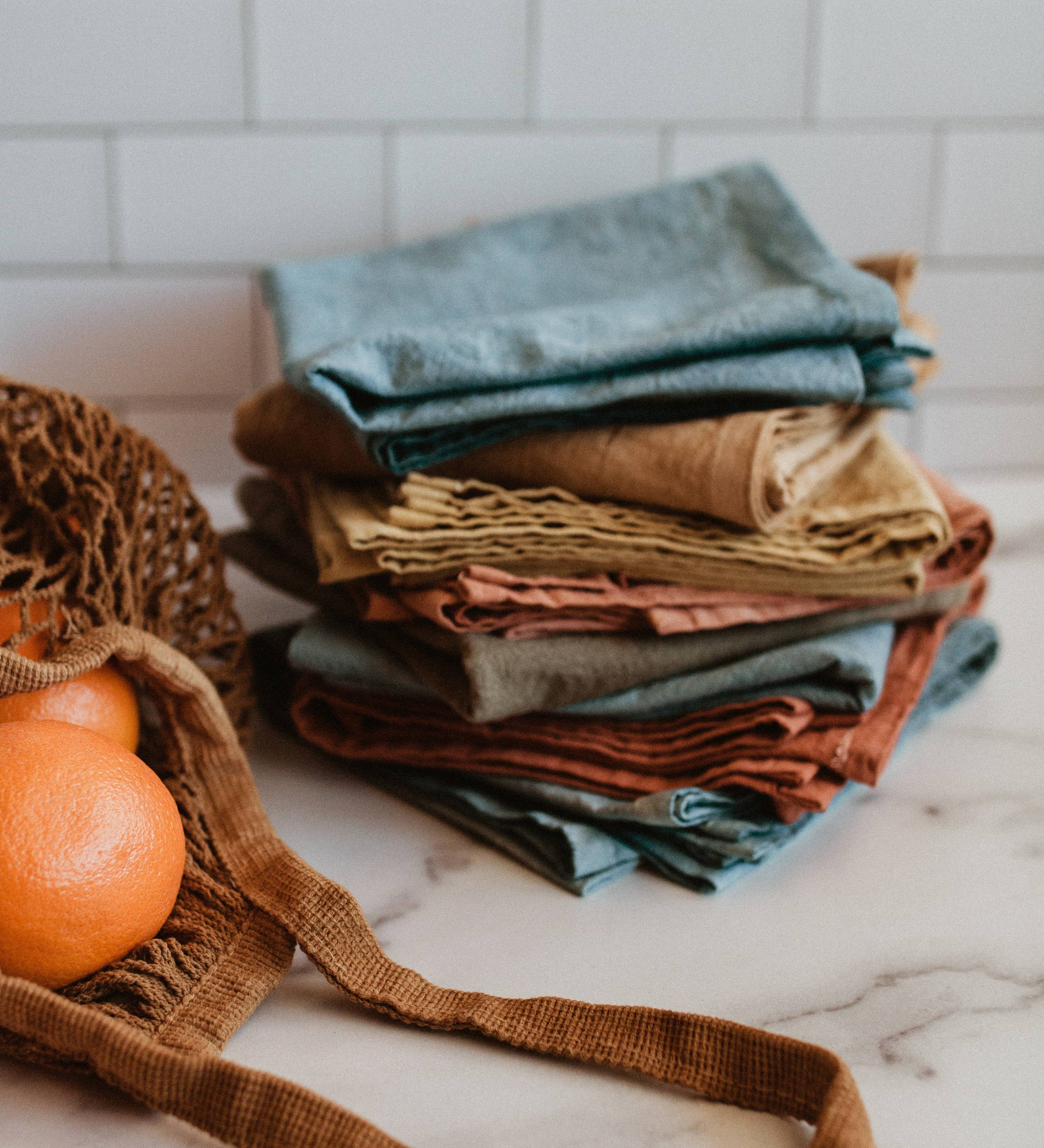 Hand dyed Organic cotton Kitchen Towel: Indigo