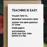 Funny Teacher Card | Teacher Appreciation: Black