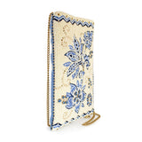 Easy Street Denim Flowers Beaded Crossbody Phone Bag