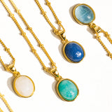 Caillou 18K Gold Assorted Natural Stone Necklace: Moonstone