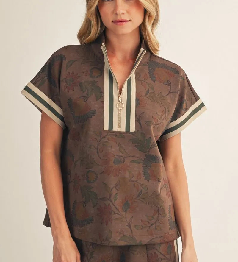 Brown Floral Plus Top
