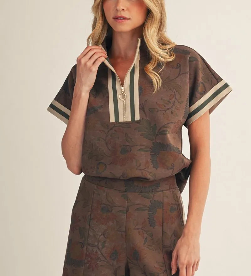 Brown Floral Plus Top