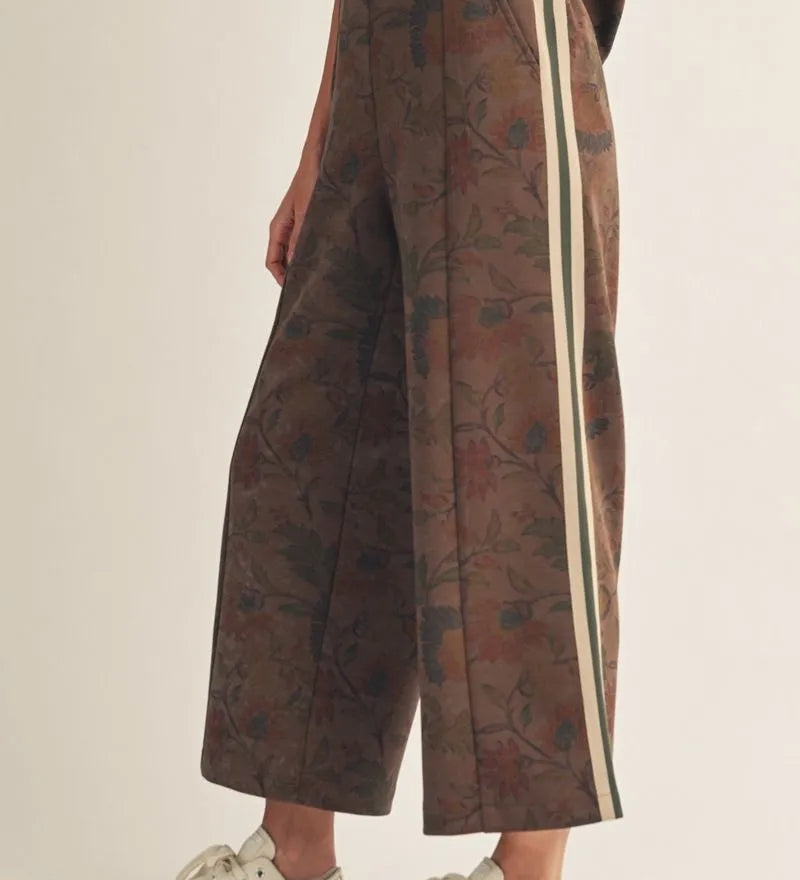Brown Floral Plus Size Pants