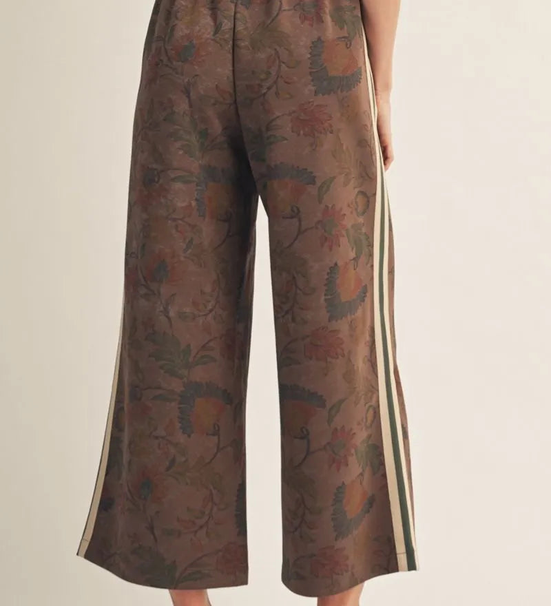 Brown Floral Plus Size Pants