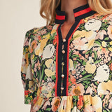 Puff Shoulder Floral Tiered Midi Dress