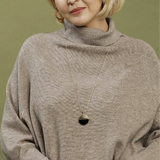 Soft Knit Turtle Neck Dolman Sweater Top - Taupe - 2XL