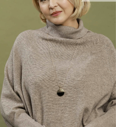Soft Knit Turtle Neck Dolman Sweater Top - Taupe - 2XL