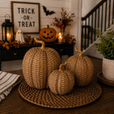 Faux Rattan Woven Pumpkin — Large