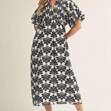 Puff Sleeves Boho Floral Midi Dress
