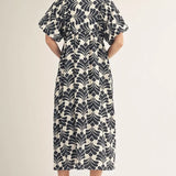 Puff Sleeves Boho Floral Midi Dress