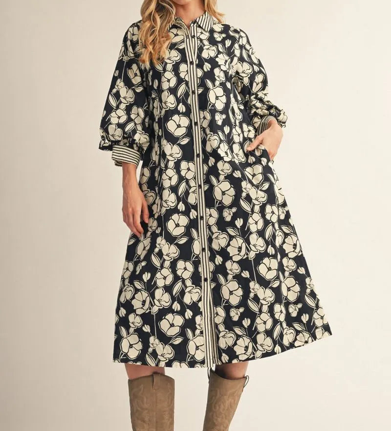 Black and White Floral Dress