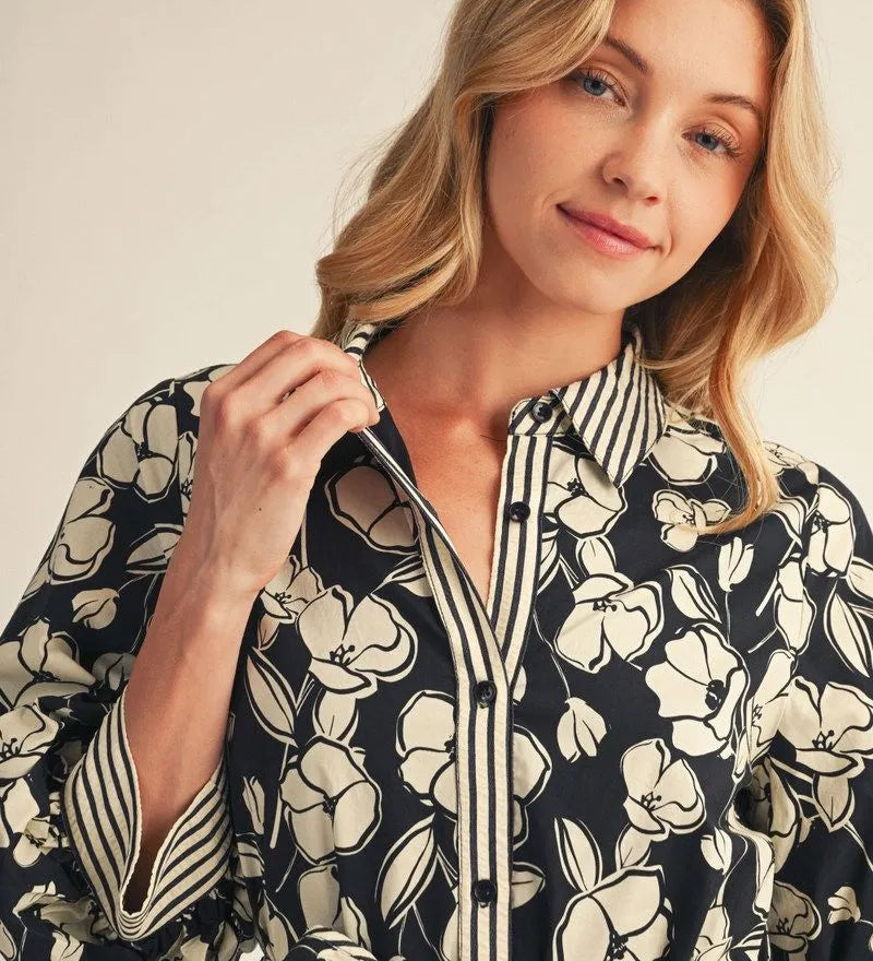 Black and White Floral Dress