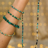 Bliss Gold & Malachite Gemstone Bead Bracelet