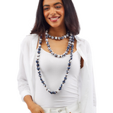 Blue & White Fabric Wrapped Necklace
