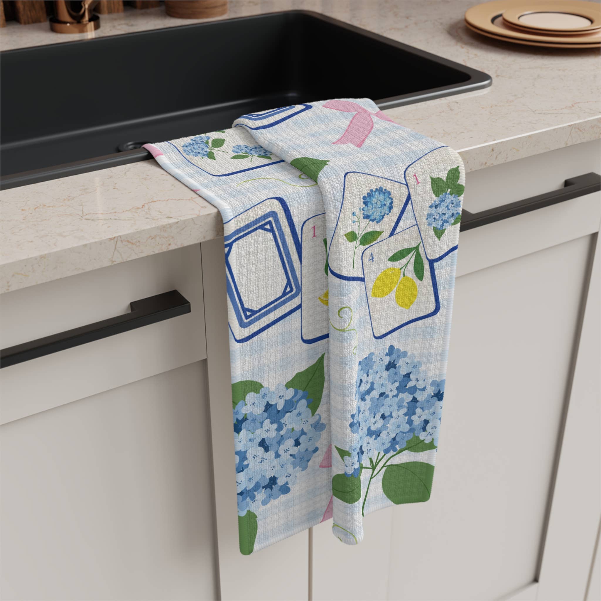 Mahjong Hydrangea Kitchen Towel