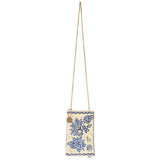 Easy Street Denim Flowers Beaded Crossbody Phone Bag