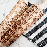 Wooden Embossed Pumpkin Rolling Pin