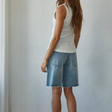 Cotton Round Neck Sleeveless Tank Top: Off White / M